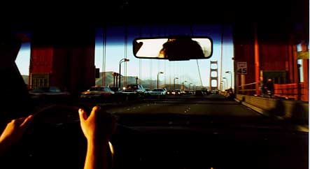 Driving over the Golden Gate Bridge