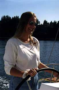 Britta at the helm