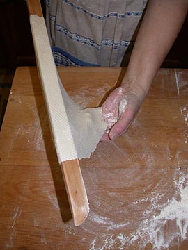 Thin flexible lefse ready for cooking