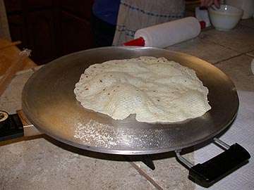 Lefse done cooking on the griddle